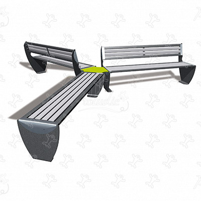 Sitzbank-Kombi 3 J2875 stadtmöblierung aussenmöbel, zubehör & accessoires außenmöbel (bänke, abfalleimer, schutzhütten) bild 3d