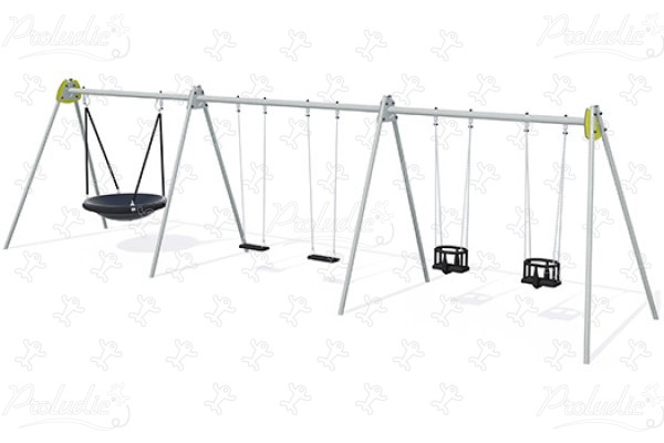 Nestschaukel, 2 Flachsitze, 2 Babysitze J446 spielgeräte spielgeräte-klassiker schaukeln bild 3d