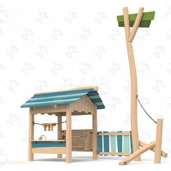 Strandhütte J49307® spielgeräte spielgeräte aus nachhaltigem naturholz kombinationsspielanlagen bild 3d