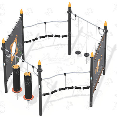 Ninja-Parcours Das Hexagon J5926® spielgeräte acti’fun acti’ninja bild 3d