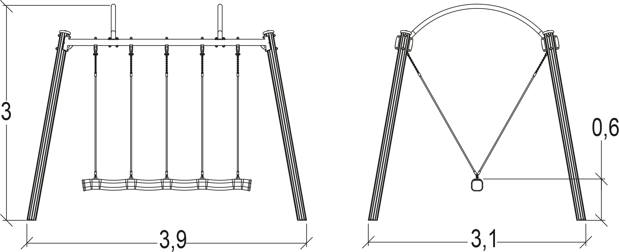 Tampenschaukel J442-M spielgeräte spielgeräte-klassiker schaukeln bild seitenansicht