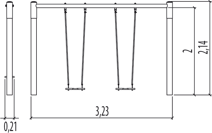 2 flachsitz J477 spielgeräte spielgeräte-klassiker schaukeln bild seitenansicht