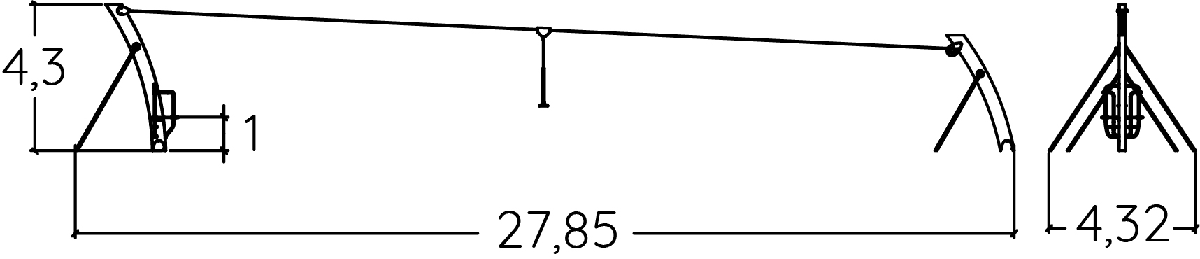 Hangseilbahn für flaches Terrain J511 spielgeräte bewegungsspielgeräte seilbahnen bild seitenansicht