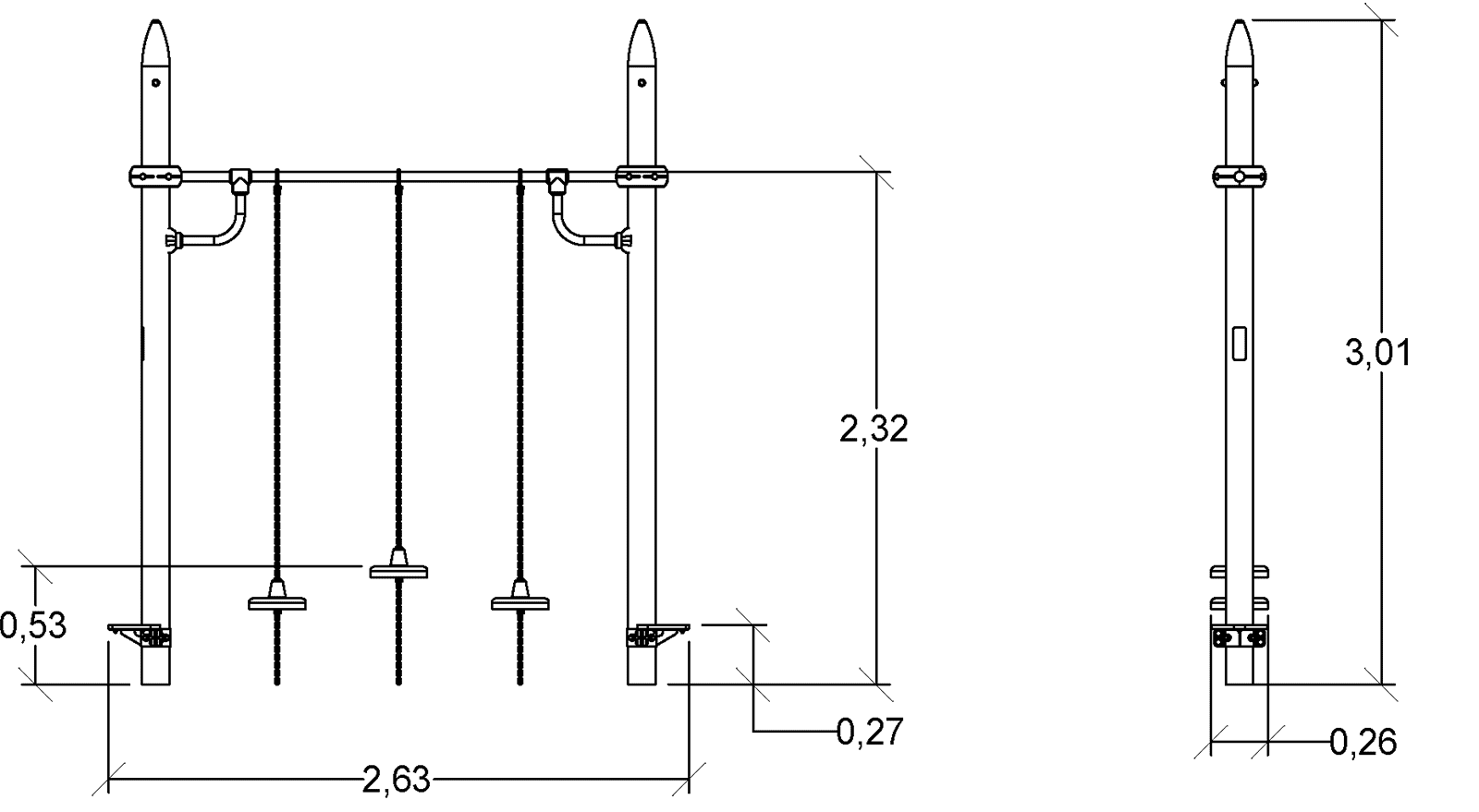 Hängestufen J5917® spielgeräte acti’fun acti’ninja bild seitenansicht